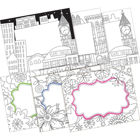 Barker Creek Color Me! Garden & Cityscapes Name Tags/Self-Adhesive Labels, Multi-Design Set, 90/Set, PK90 3780